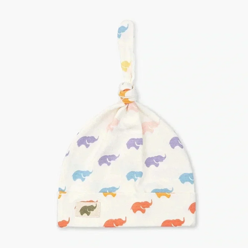 Monica + Andy Top Knot Cap - Elephants - NWT